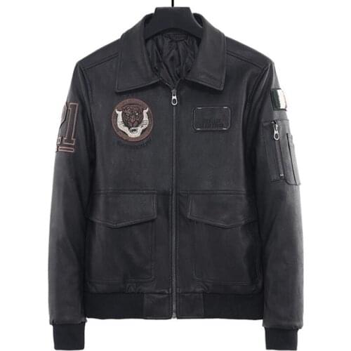 Tiger Head Lapel Embroidered Leather Jacket Coats Men Spring Autumn Plus Size 5XL Male PU Coat Jackets Moto Streetwear 2020 A493