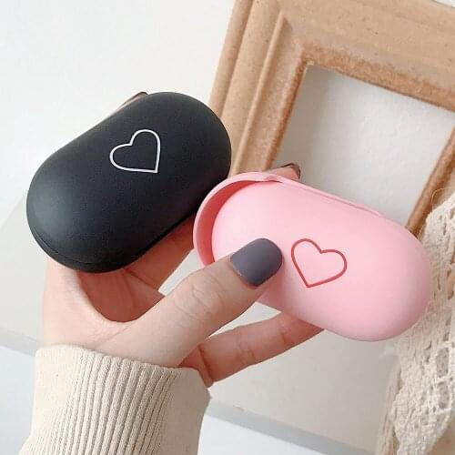 Matte Solid Color Heart Earphone Case For Samsung Galaxy Buds Buds+ Hard PC Cases for Galaxy Buds Plus Cute Pink Protective Bag