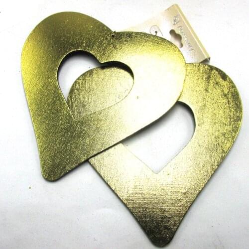 Newest 4 inch Heart Dangle Wood Earrings can mixed 2 colors