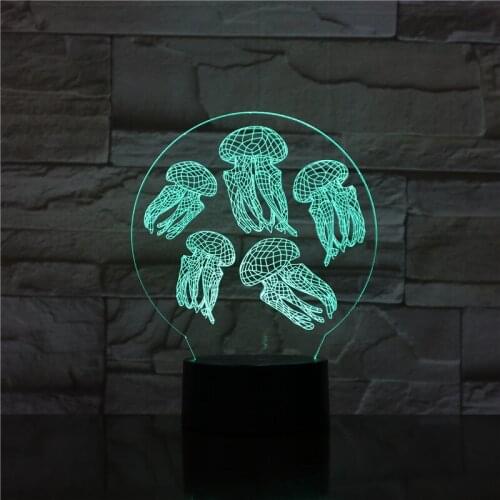 Newest Creative Gifts Jellyfish Model 3D LED Multicolor Lighting Lamp Crystal Table Lamp For Holiday Room Decor Night Light 1787