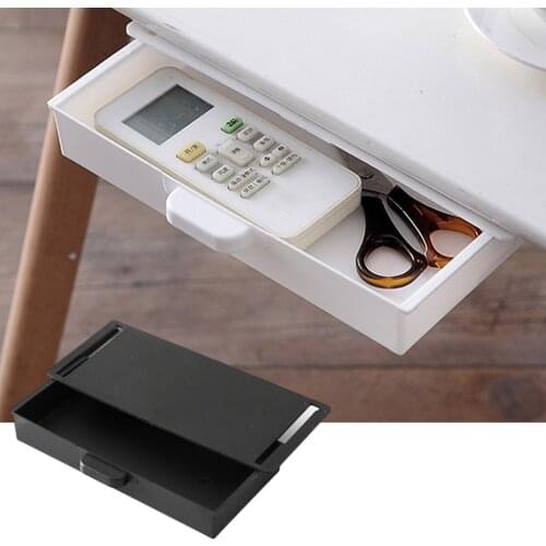 New Creative Self Stick Pencil Tray Desk Table Storage Drawer Organizer Box Under Desk Stand Self-adhesive Storage Box