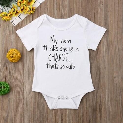 Newborn 0-18M Baby Girl Clothes White Cotton Bodysuit Strampler Short Sleeve Print Letter Soft Overall Outfits Summer
