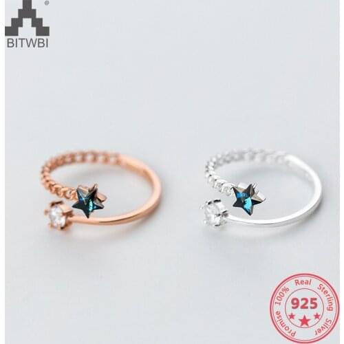 S925 Sterling Silver Open Ring Exquisite Star Design Simple Fashion Women Rings Personalized Finger Jewelry