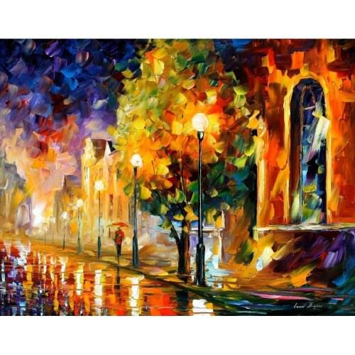 Landscape Modern paintings with Palette knife art oil on Canvas before sunrise Handmade high quality