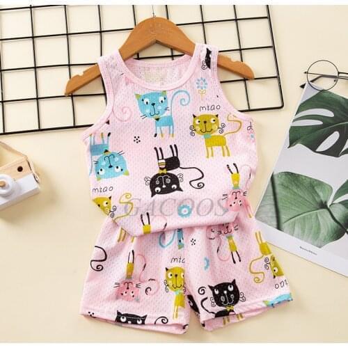 Girls Summer Pajamas Sets Teenage Boys Sleeveless Vest Sleepwear Kids Pyjamas Summer Pajamas Kids For Girls Teenager Pajamas