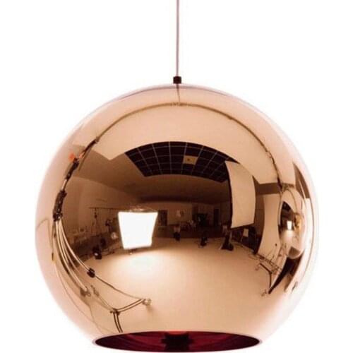 Globe Pendant Lights Copper Glass Mirror Ball Hanging Lamp Kitchen Modern Lighting Fixtures LED Hanging Light For Living Room