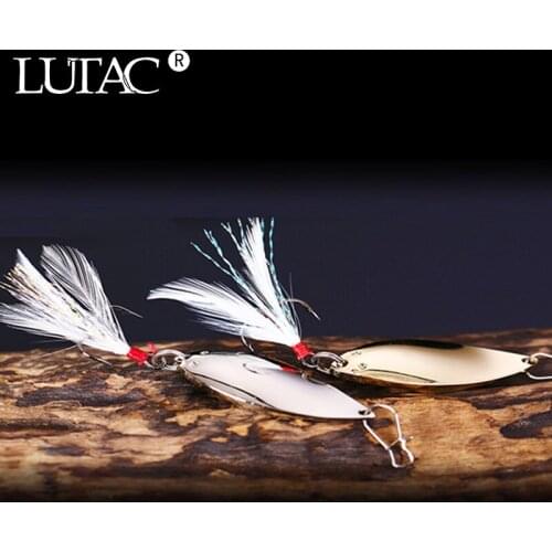 LUTAC Metal Spinner Spoon Fishing Lure 7g Baits Gold /Silver Sequins Noise Paillette Treble Hook Tackle 7/10/15/20g