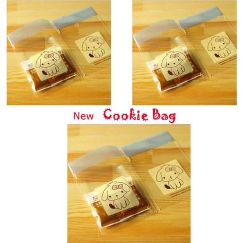Cheapest new 50pcs/lot Cute dog Cookie Self-adhesive Gift clear transparent Plastic Bags Biscuit Snack Baking Package 100x100mm
