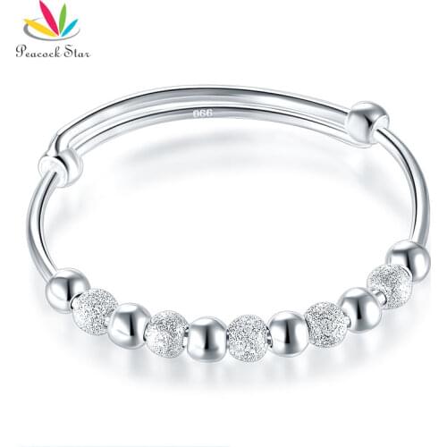 Peacock Star Solid 999 Silver Bangle Bracelet Baby Gift Adjustable Size CFB8001