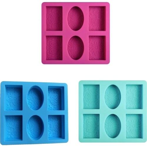 Silicone Soap Mold for Soap Making 3D 6 Forms Oval Rectangle Soap Mould Handmade