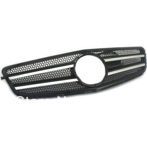 Replacement Front Center Grille in Black & Chrome Style For Mercedes Benz C Class W204