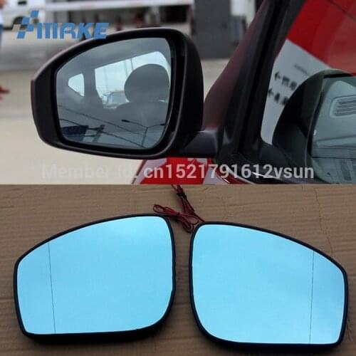 SmRKE 2Pcs For Nissan Tiida Rearview Mirror Blue Glasses Wide Angle Led Turn Signals light Power Heating