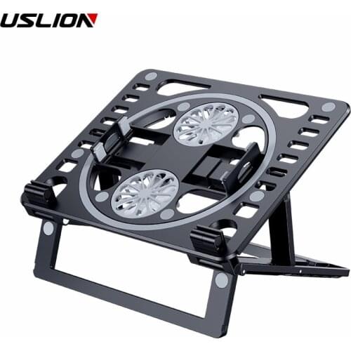 USLION 2 in 1 Laptop Computer Cooling Bracket Stand For Apple MacBook 360 Rotation Desktop Universal Mobile Phone Holder Mount