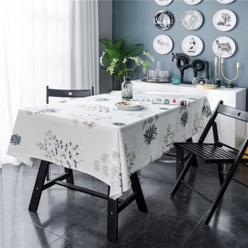 Waterproof Table Cloth Simple Style Plant Printed Rectangular Tablecloth Home Table Protection Decoration Table Cover