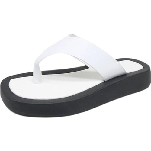 2021 Summer New Sandals and Slippers Womens Flip-flops Thick-soled Flip Flops Womens Fashion Outer Wear Flat Beach Shoes Tide