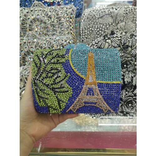 XIYUAN Women Gold/Grey/Blue Color Crystal Clutch Evening Bags Bridal Diamond Purses and Handbags Rhinestones Party Cocktail Bags