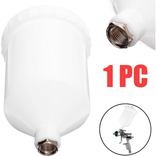 1pcs White 130*80mm 600ml Plastic Spray Paint Cup Sprayer Cup Air Feed Paint Spray Pot Thread Connector Power Tool Accessories