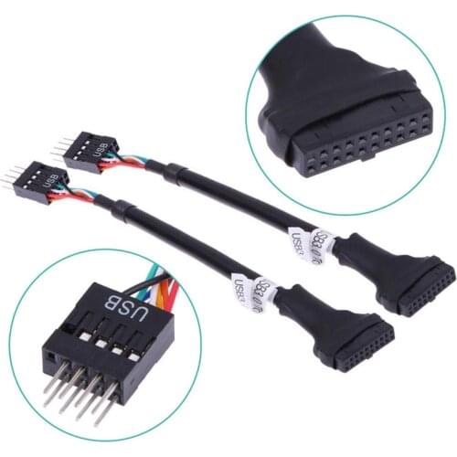 1PC USB 3.0 20-Pin Motherboard Header Female to USB 2.0 9-Pin Male Adapter Cable