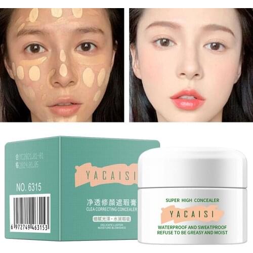 1Pcs Concealer Moisturizing Brighten Whitening Covering Pores Fine Lines Nourish Beauty Long-Lasting Waterproof Face Makeup 10g