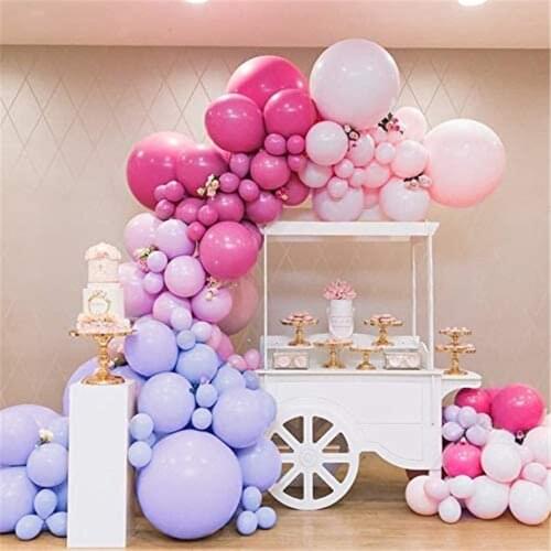 124pcs Rose Red Pink Balloon Garland Arch Kit Macaron Purple Balloon for Birthday Baby Shower Wedding Tropical Party Decorations