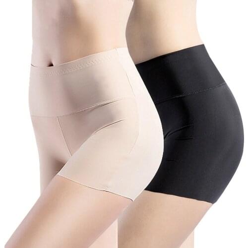 2Pcs/lot Women Safety Shorts Pants Seamless Nylon High Waist Slimming Women Panties Ice Silk Boyshorts Pants Girls Underwear