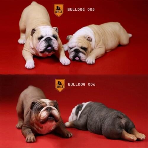 2 pcs/set Mr.Z 1/6 Scale male/female Sleeping English bulldog simulation animal static model toy action figure scene decorations