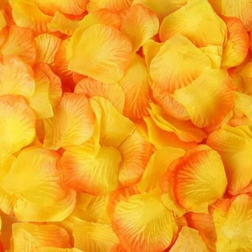 2000pcs/Lot Orange Yellow Silk Rose Petals Artificial Flower For Wedding Table Decorations Event Party Supplies Petals
