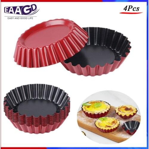 4Pcs/Lot Reusable Egg Tart Mold Cupcake and Muffin Baking Cup,Oval Shape Cookie Pudding Mould Baking Tool Bakeware