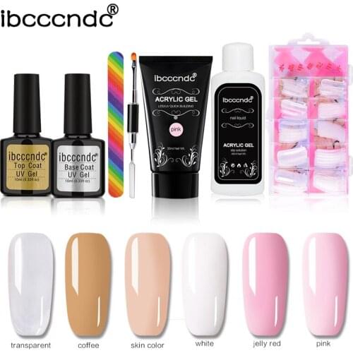 7pcs/Set Nail Extension Set Polygels Quick Nail Builder Gel Polish With Base And Top Coat Slip Solution Nail Form Tips Nail Tool