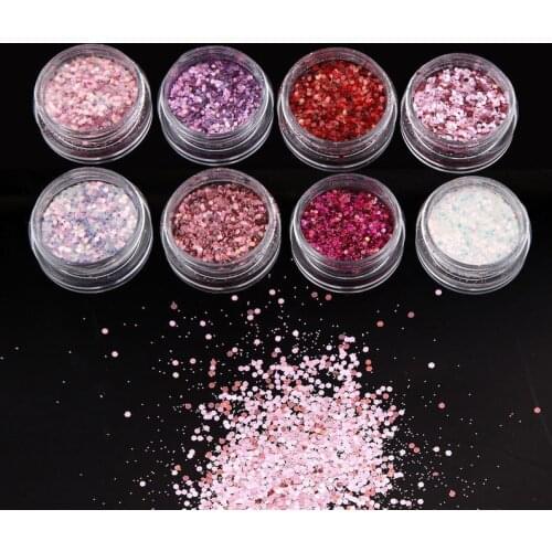 8pcs/Kits Mermaid Mix-Size Sequins Sequins Iridescent Chunky Flakes Nail Art 3D DIY Decorations White/Red Colors Mix Glitter
