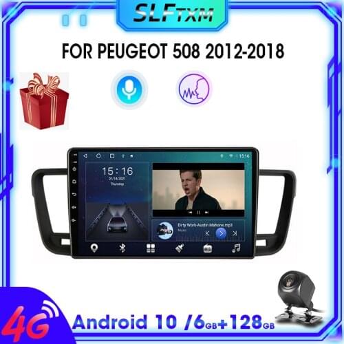SLFTXM 2 Din Android 10.0 Car Radio Multimedia Video Player For Peugeot 508 2012 2013-2018 carplay stereo DSP+48EQ RDS DVD 8Core