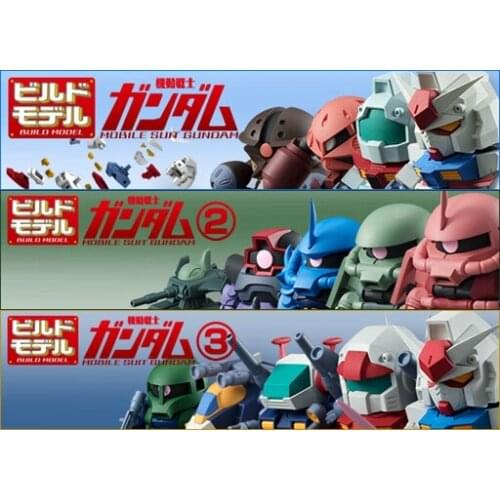 Bandai Genuine CANDY TOY MOBILE SUIT GUNDAM BUILD MODEL Guncannon Guntank Old Zaku Q Version Action Figure Ornament Toys