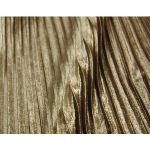 2 meters 150cm 59.05" width khaki crumple accordion pleated pleuche velour fabric for long skirt dress MM68