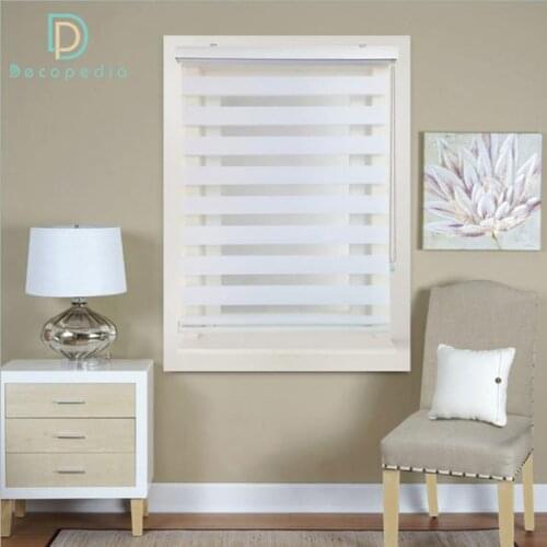 White Zebra Blinds Customized Shading Blackout Fabric Windows Curtains Roller Blinds Day and Night Control for Home Office