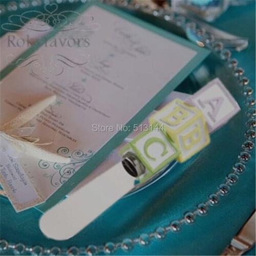 FREE SHIPPING 50PCS ABC Block Butter Spreader with Resin ABC Handle Baby Shower Kids Birthday Party Favors Table Decoration Gift