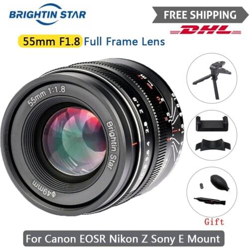 Brightin Star 55mm F1.8 Full Frame Camera Lens Fixed Manual Focus Mirrorless Camera For Nikon Z6 Z7 Canon EOSR Sony A9 A7R3 A7M3