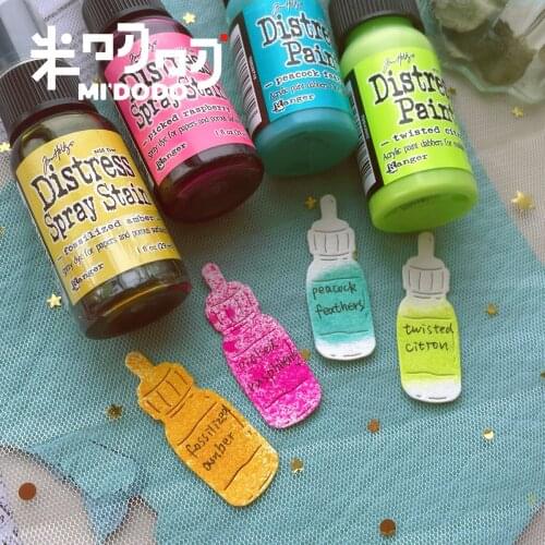 Pigment Bottle Lable Metal Cutting Dies 2021 For Scrapbooking DIY Paper/photo Cards Midodo New Design Dies