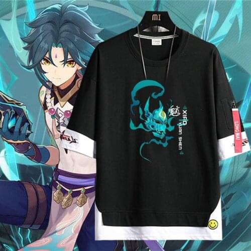 Genshin Impact Cosplay Xiao Short sleeve Fashion jacket coat Game Costume clothes Unisex Hoodie Zipper Hooded Sweatshirt New Top