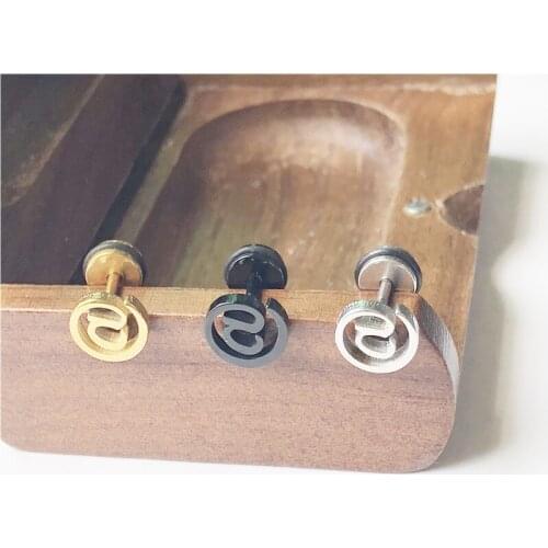 Personality Simple @ Letter Earring Stainless Steel Earrings Mens and Womens Classic Three Color Earrings Festival Souvenirs