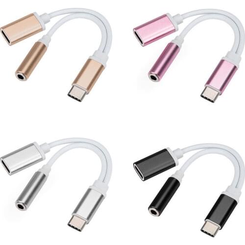 1pc kphrtek 2 in1 Type C to 3.5 mm and Charger Headphone Audio Jack USB C Cable Adapter