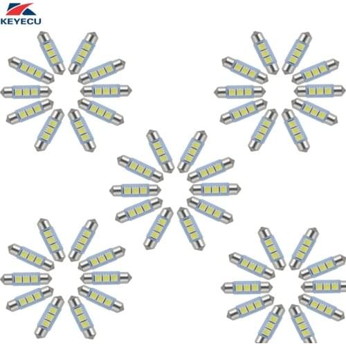 KEYECU 50PCS DC 12V White 42MM 3528 16SMD LED Car Festoon Doom Light Interior Lamp Bulbs Reading Light
