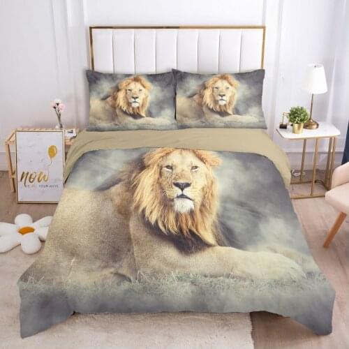 3D Bedding Sets Duvet Cover Sets Quilt Covers Bedding Bag Lion Camel Bed Linen King Queen Size Black Bedclothes Home Textile