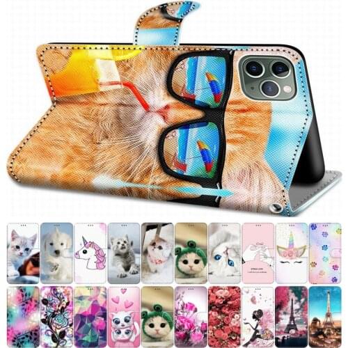 For Case Samsung Galaxy A40 A30 A20 A310 A300 A3 2015 2016 Flip Leather Book Cover Phone Bags Tiger Wolf Lion Cat Dog DP08F