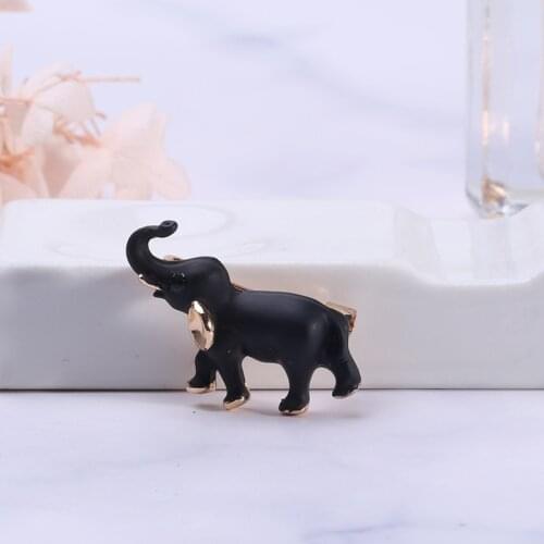 Alloy Little Enamel Black Elephant Brooches Men And Women Suits Collar Brooch Pins Scarf Buckle