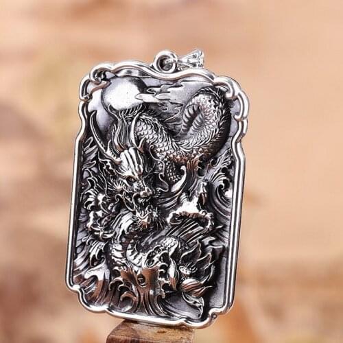 BOCAI real s990 sterling silver jewelry personalized dragon dragon mens pendant, good luck silver pendant for man