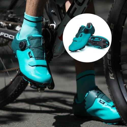 Santic Men Team Bike Self-Locking Shoes Mountain Carbon Fiber Cycling Shoes Breathable Ultralight Bicycle Shoes Racing Equipment