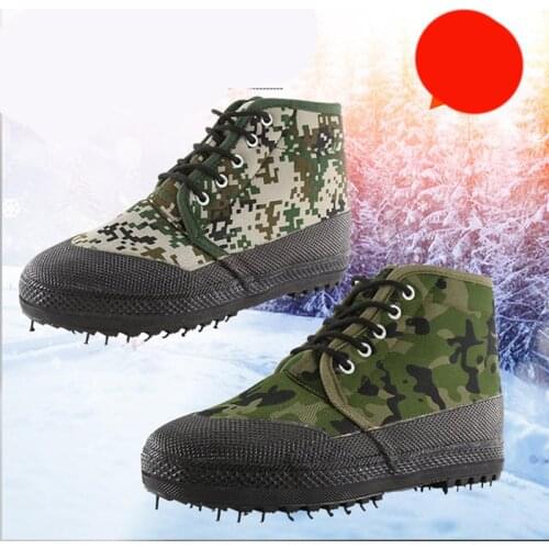 Mens Fashion Casual Warm Shoes Men Plus Velvet Camouflage Training Shoes Students Military Training Site Labor Insurance Shoes