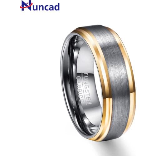 Nuncad 8MM Width 2.3MM thick tungsten metal lovers wedding ring with full size 7 8 9 10 11 12 for mens ring