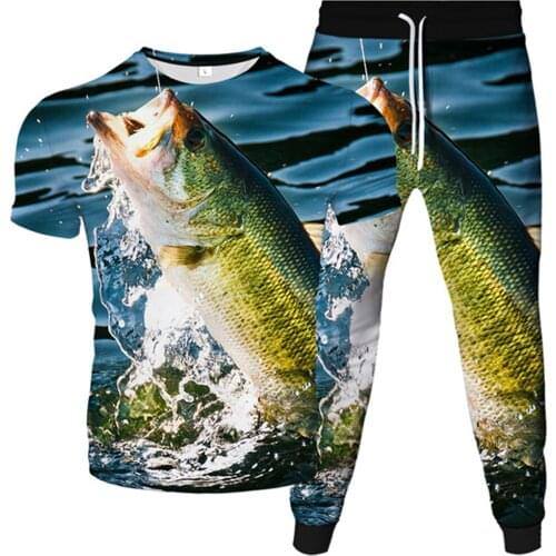Mens Plus Size Tracksuit Cartoon Animal Shark Fish 3D Printed Women Sportwear Suit Male Female Fashion T-Shirt+Trousers 2pc/Set