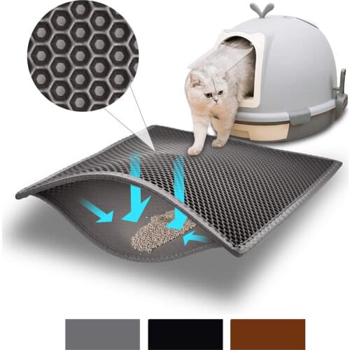 Non-slip Pet Cat Litter Mat Double Layer EVA Foldable Pad Sand Cat Toilet Leather Waterproof Clean Pad Cats Clean Accessories
